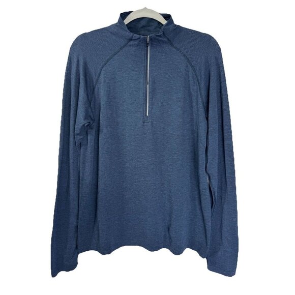 Lululemon Metal Vent Tech 1/2 Zip Pullover Mens Large Heather Navy Blue Mineral - Picture 1 of 10